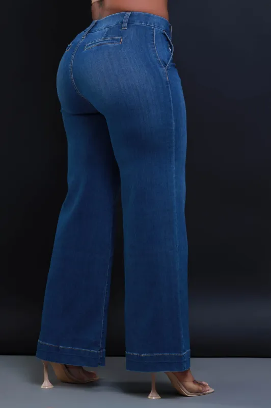 All The Time High Rise Stretchy Wide Leg Jeans - Medium Wash sold by Swankaposh