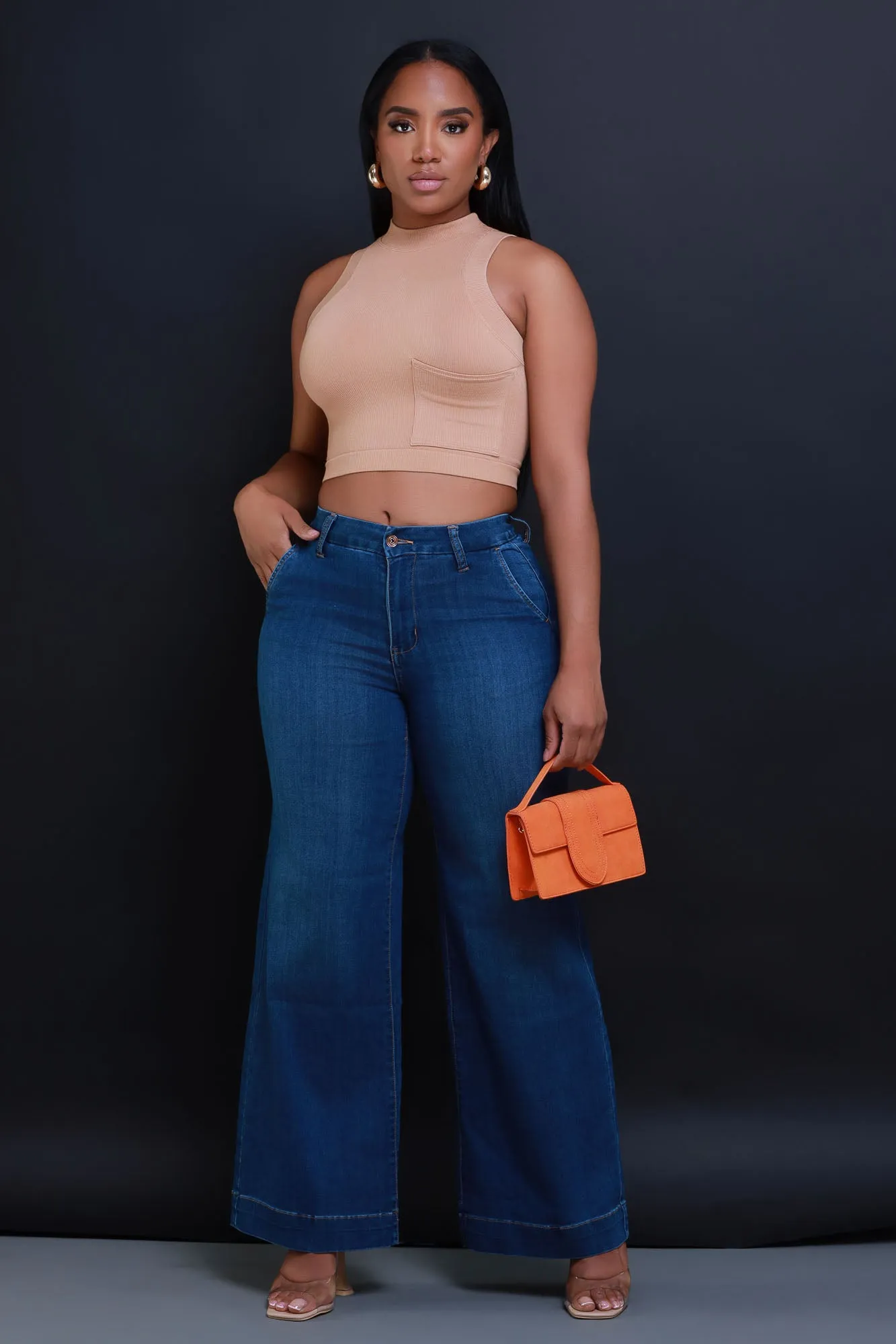 All The Time High Rise Stretchy Wide Leg Jeans - Medium Wash sold by Swankaposh product image thumbnail 2