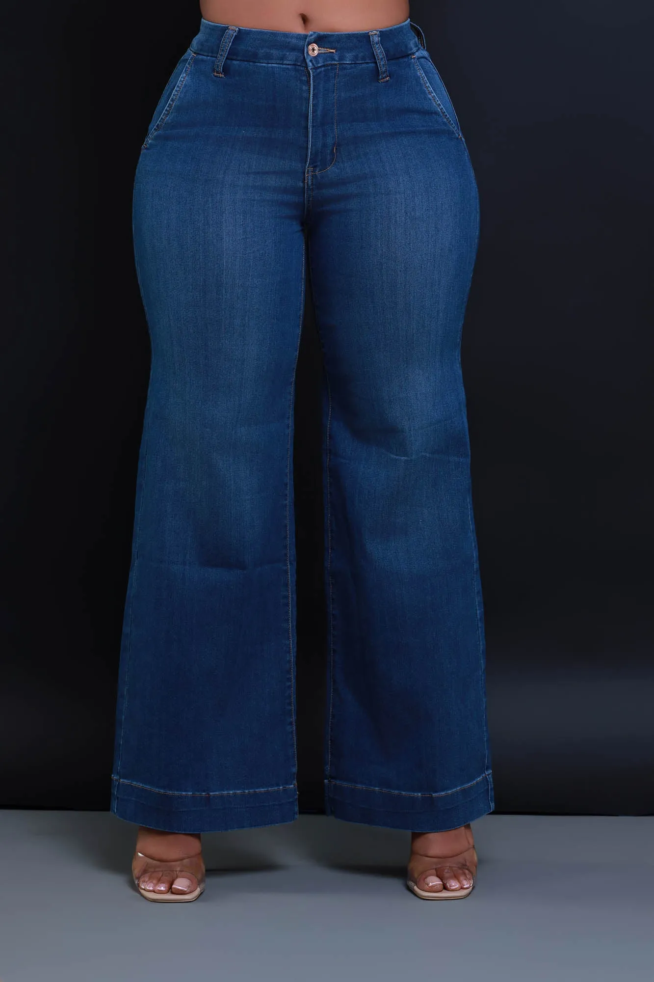 All The Time High Rise Stretchy Wide Leg Jeans - Medium Wash sold by Swankaposh product image thumbnail 5