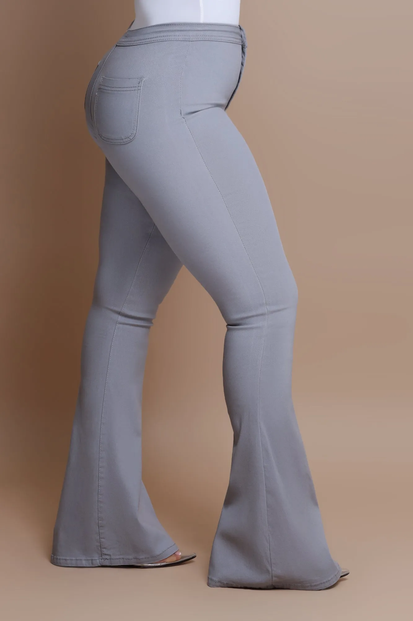 Super Swank High Rise Flare Stretchy Jeans - Grey sold by Swankaposh product image thumbnail 5
