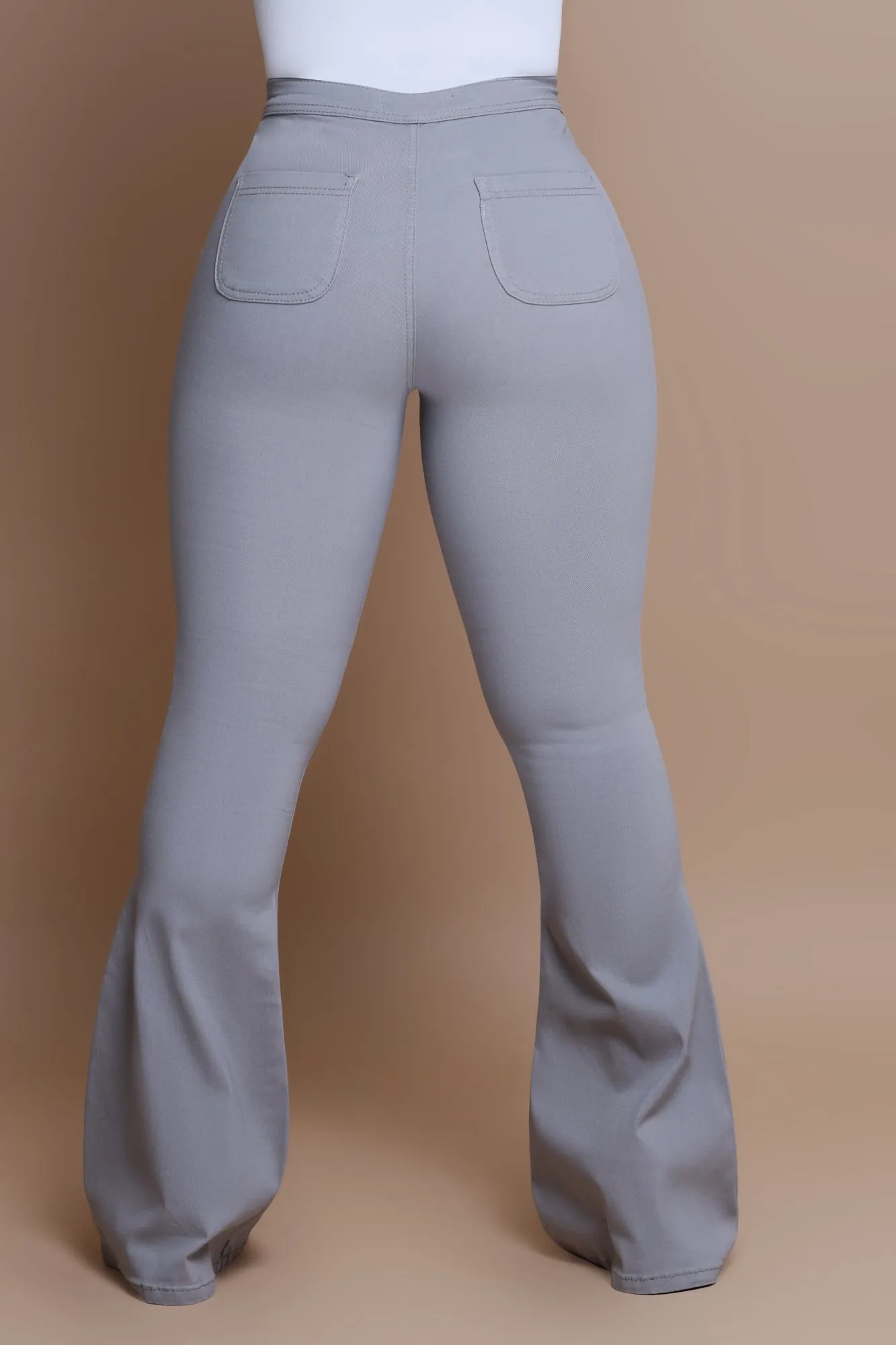 Super Swank High Rise Flare Stretchy Jeans - Grey sold by Swankaposh product image thumbnail 2