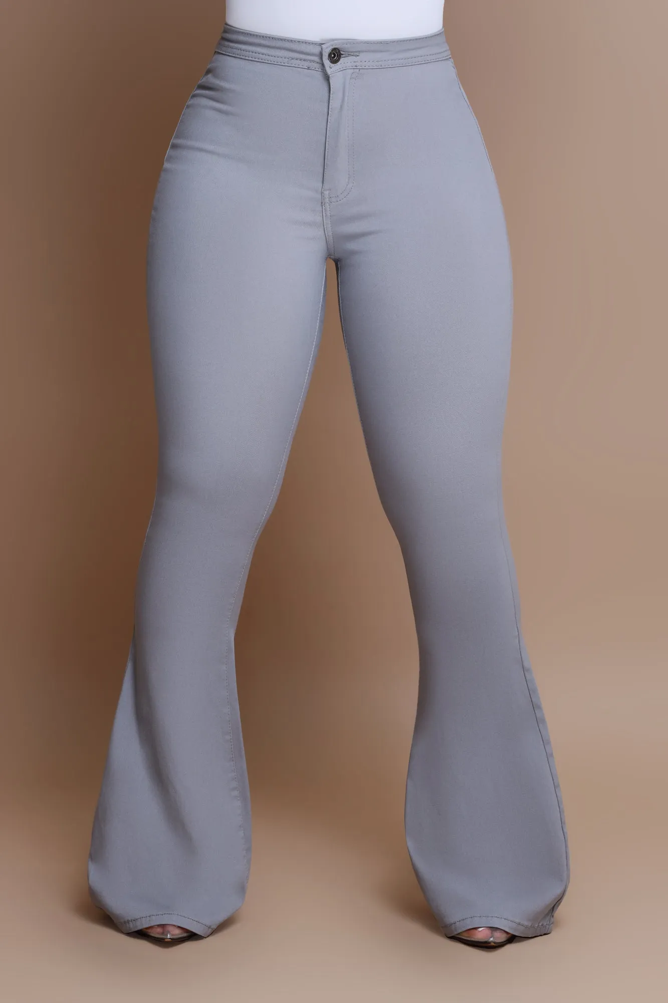Super Swank High Rise Flare Stretchy Jeans - Grey sold by Swankaposh product image thumbnail 4