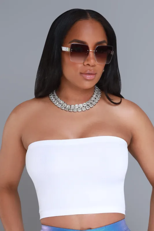 Back In The Game Bandeau Top - White sold by Swankaposh