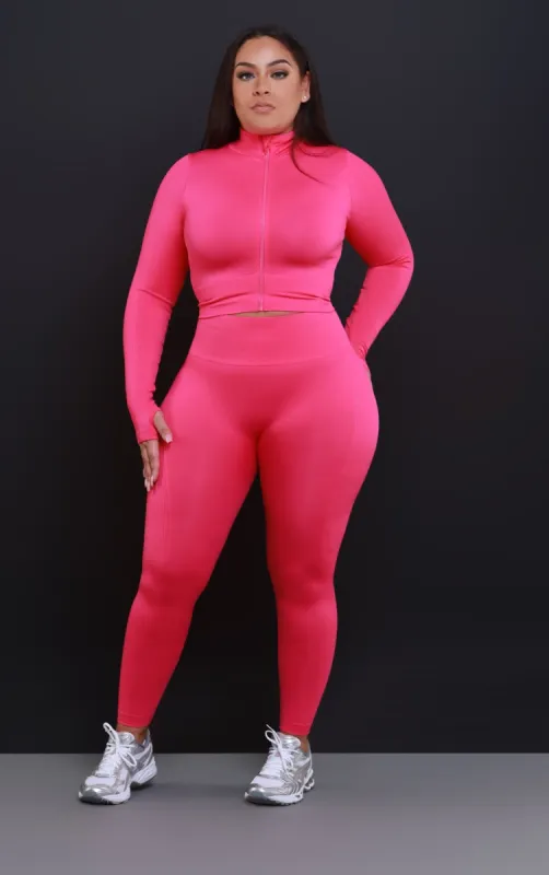 Squad Goals Cropped Legging Set - Fuchsia sold by Swankaposh