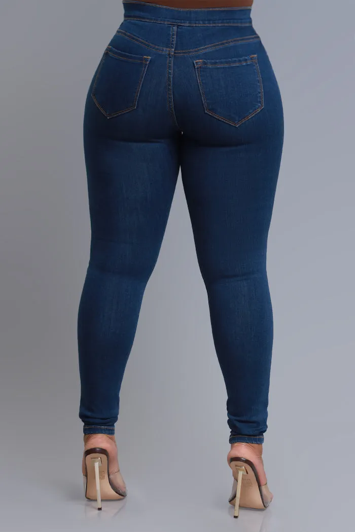 Not Clicking High Rise Skinny Jeans - Med Wash sold by Swankaposh product image thumbnail 2