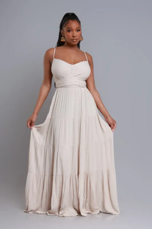 Boiling Point Tiered Maxi Dress - Oatmeal sold by Swankaposh
