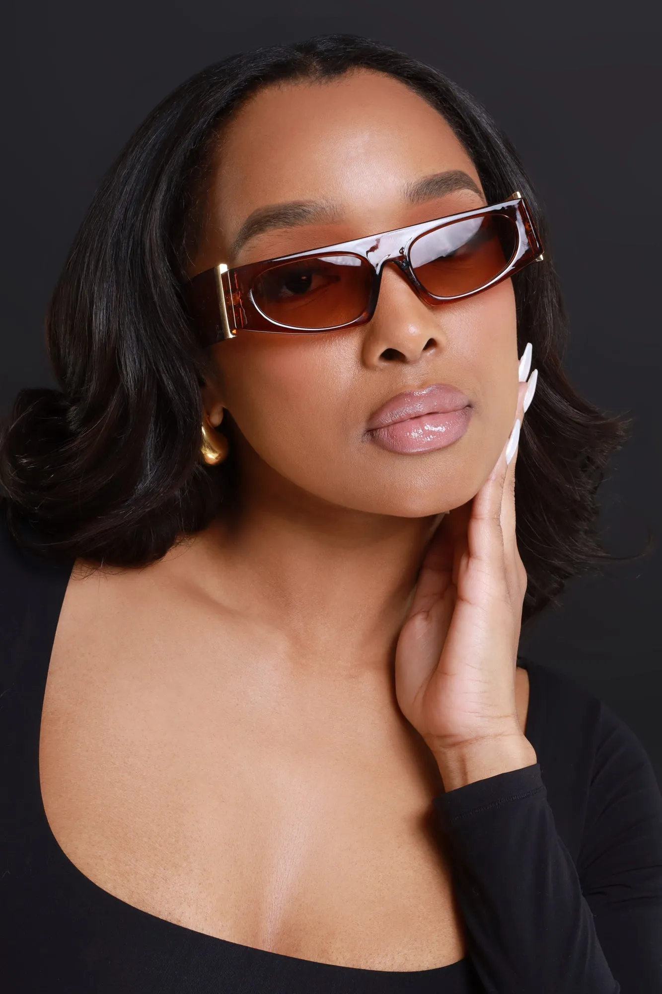 Look This Way Broad Frame Sunglasses - Brown sold by Swankaposh