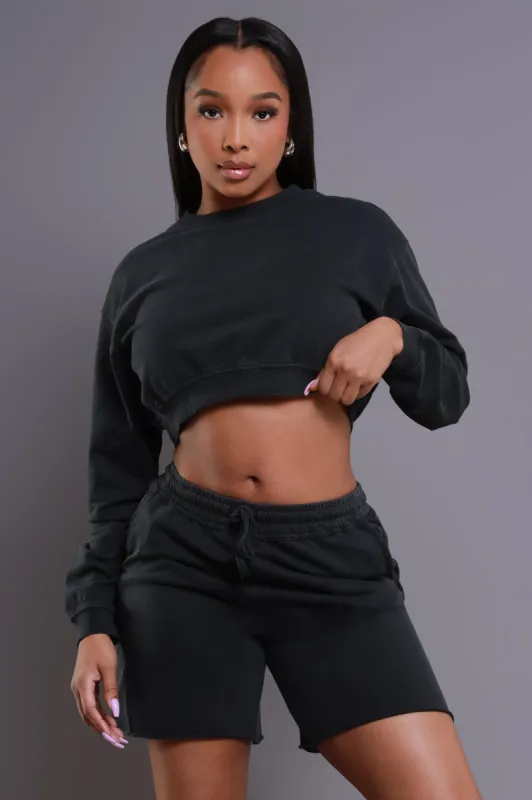 Head Rush NUW Cropped Sweatshirt - Black sold by Swankaposh