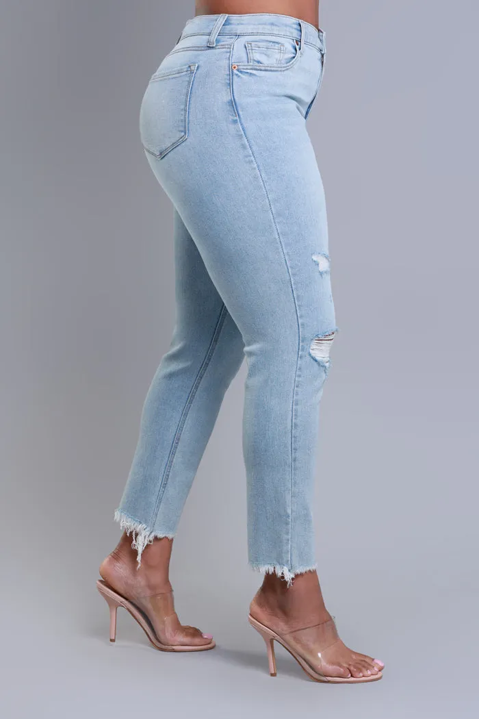 Tried Our Best Distressed Straight Leg Jeans - Light Wash sold by Swankaposh product image thumbnail 4