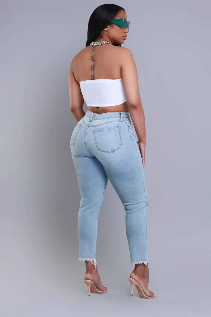 Tried Our Best Distressed Straight Leg Jeans - Light Wash sold by Swankaposh product image thumbnail 5
