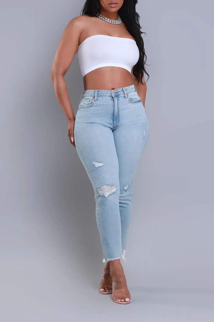 Tried Our Best Distressed Straight Leg Jeans - Light Wash sold by Swankaposh product image thumbnail 3