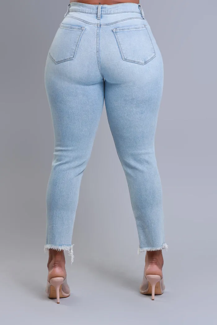 Tried Our Best Distressed Straight Leg Jeans - Light Wash sold by Swankaposh product image thumbnail 2