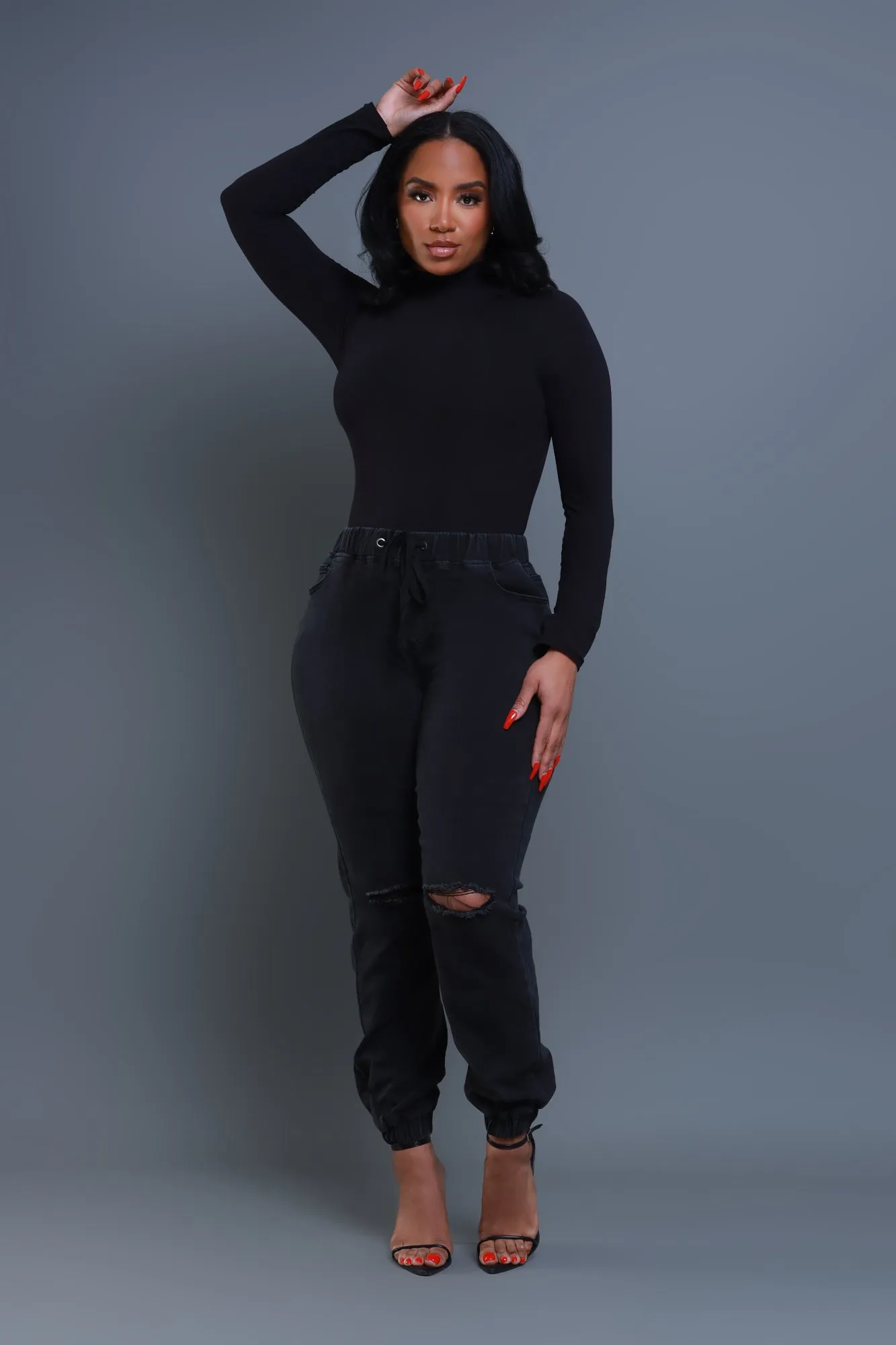 Long Gone Distressed Cargo Joggers - Black sold by Swankaposh