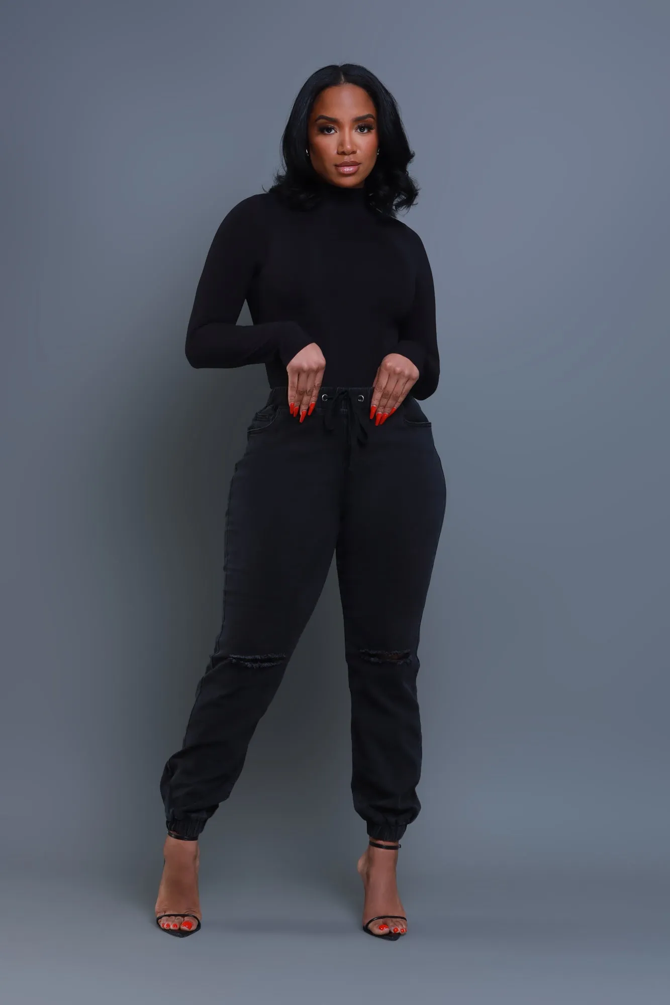 Long Gone Distressed Cargo Joggers - Black sold by Swankaposh product image thumbnail 4