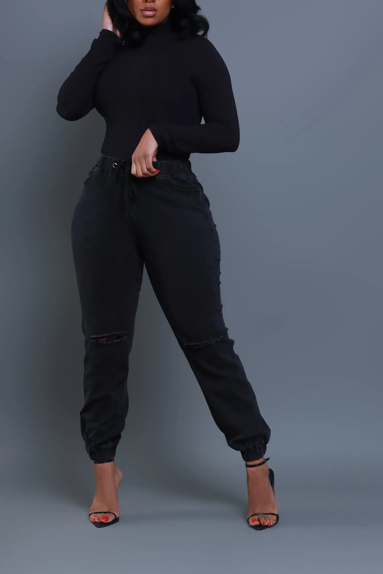 Long Gone Distressed Cargo Joggers - Black sold by Swankaposh product image thumbnail 5