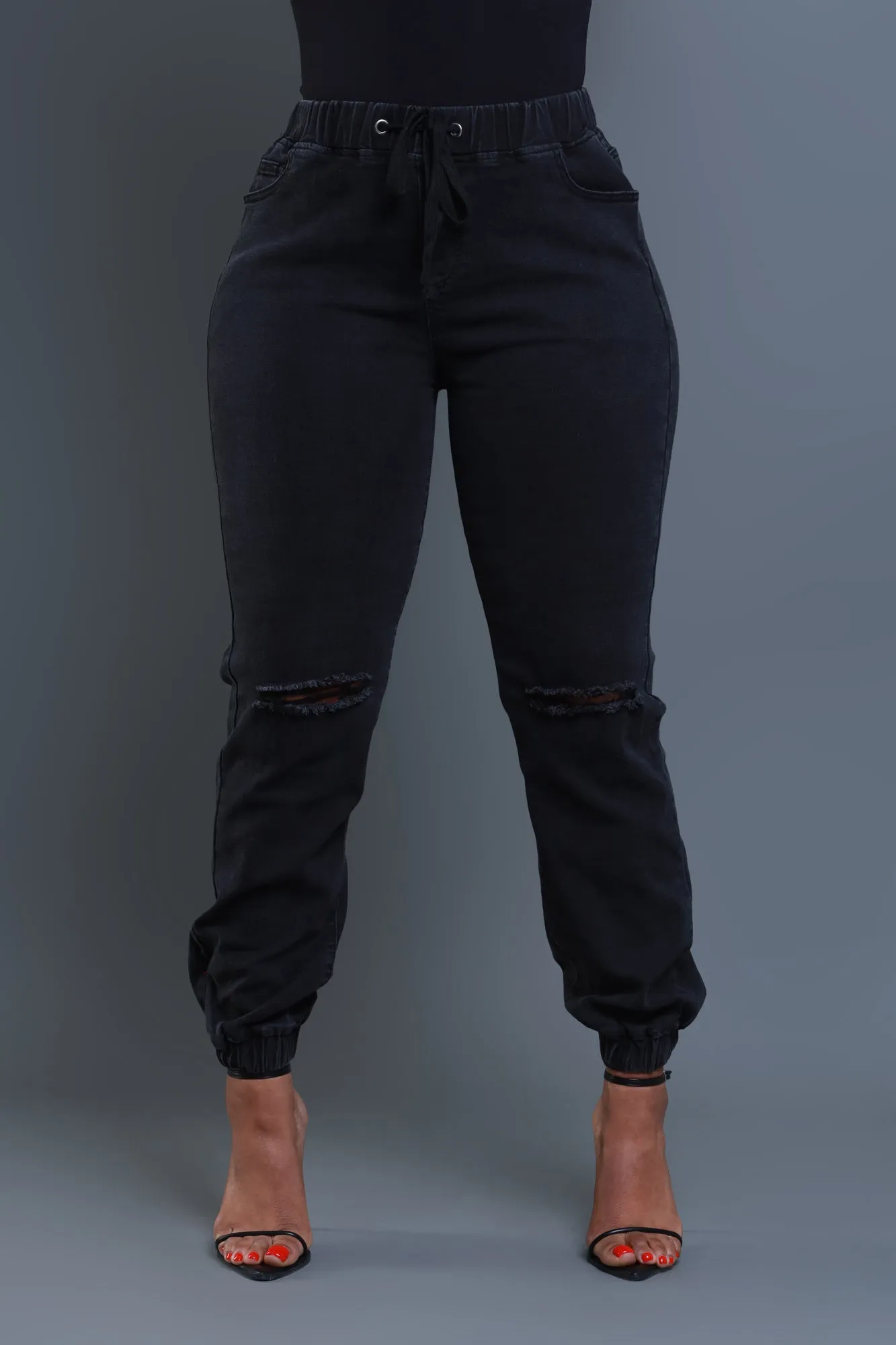 Long Gone Distressed Cargo Joggers - Black sold by Swankaposh product image thumbnail 2