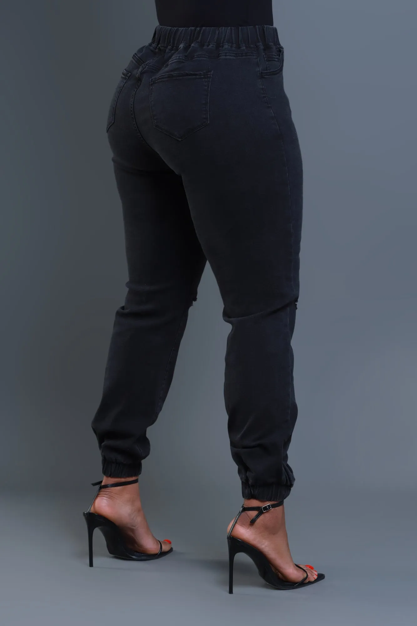 Long Gone Distressed Cargo Joggers - Black sold by Swankaposh product image thumbnail 3