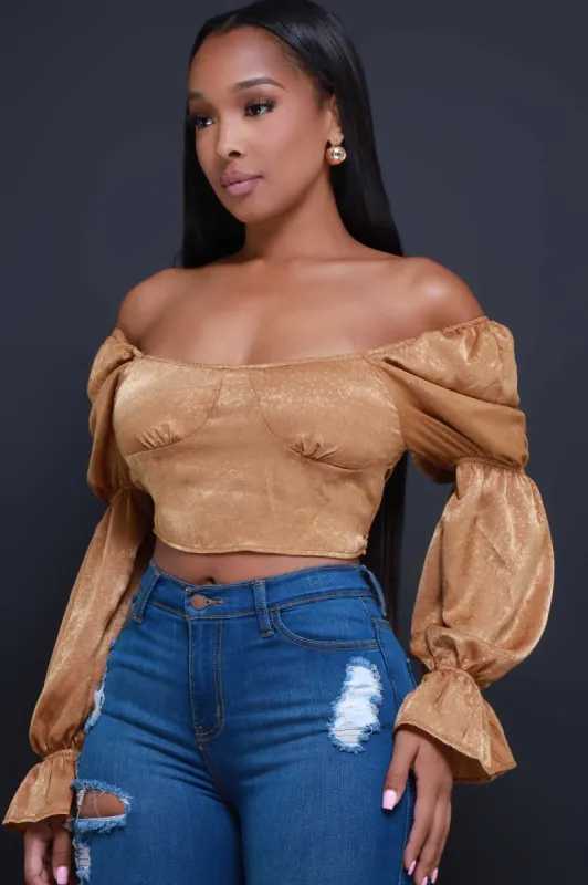 Reputation Open Back Crop Top - Brown sold by Swankaposh