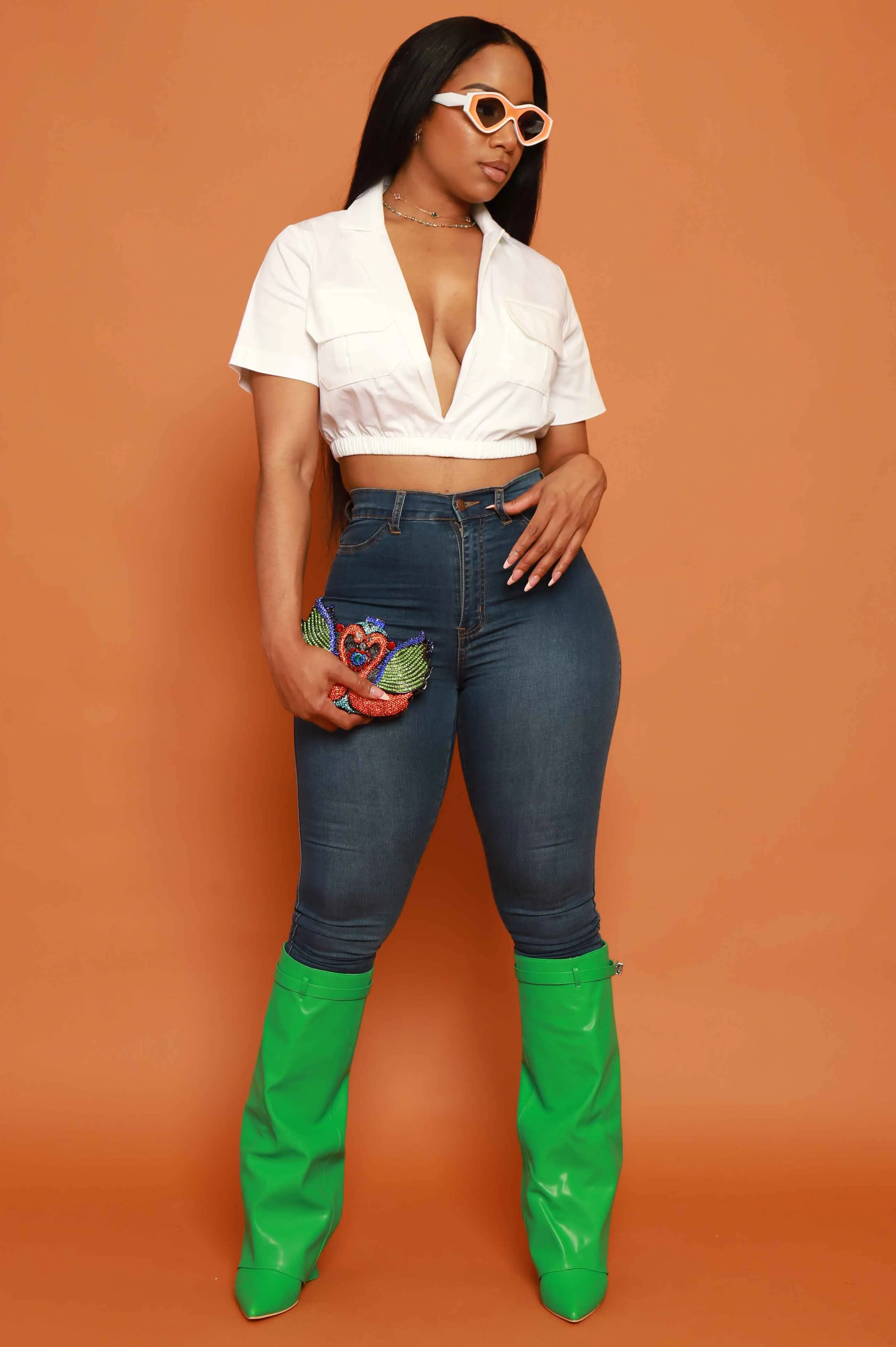 Every Morning Hourglass High Rise Stretchy Jeans - Medium Wash sold by Swankaposh product image thumbnail 4