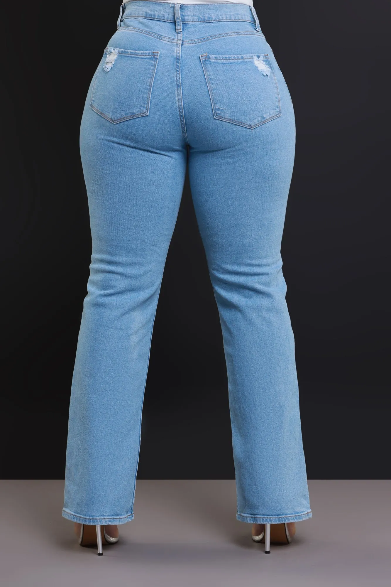 Take The Call High Rise Asymmetrical Bootcut Jeans - Light Wash sold by Swankaposh product image thumbnail 3