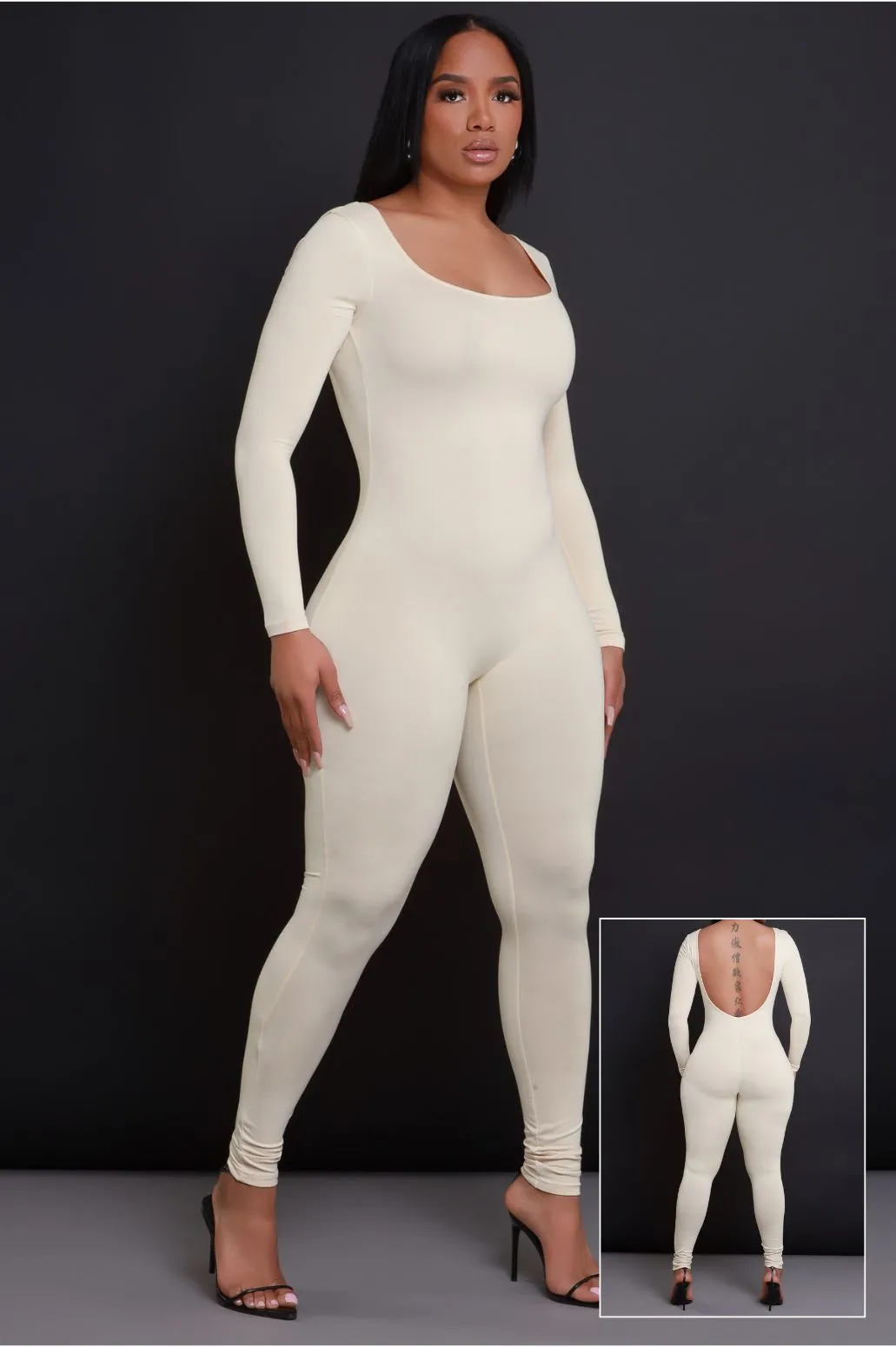 Big Reveal Open Back Jumpsuit - Tan sold by Swankaposh