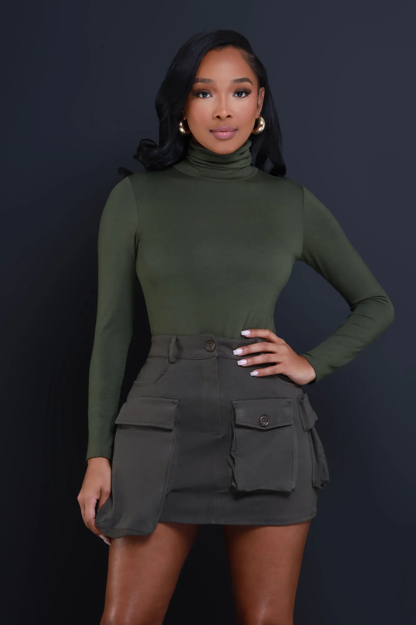 VIP Cargo Mini Skirt - Olive sold by Swankaposh product image thumbnail 4