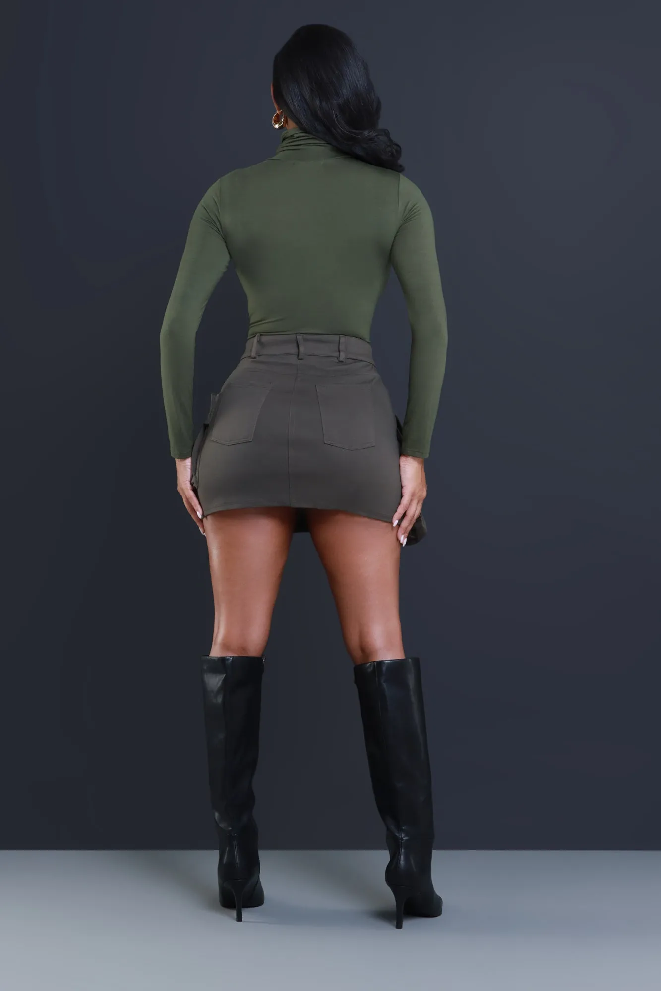 VIP Cargo Mini Skirt - Olive sold by Swankaposh product image thumbnail 3