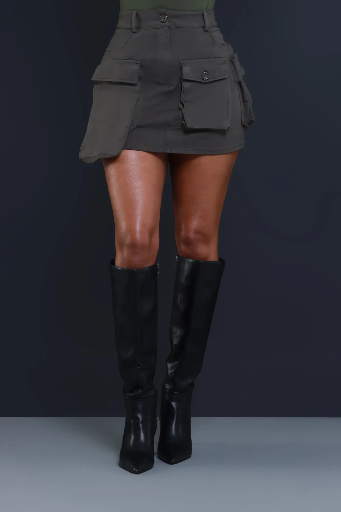 VIP Cargo Mini Skirt - Olive sold by Swankaposh product image thumbnail 2