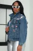 Pick Me Jewel Embellished Patchwork Jacket - Denim sold by Swankaposh