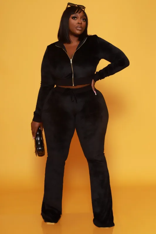 Catch An Opp Velvet Jogger Set - Black sold by Swankaposh