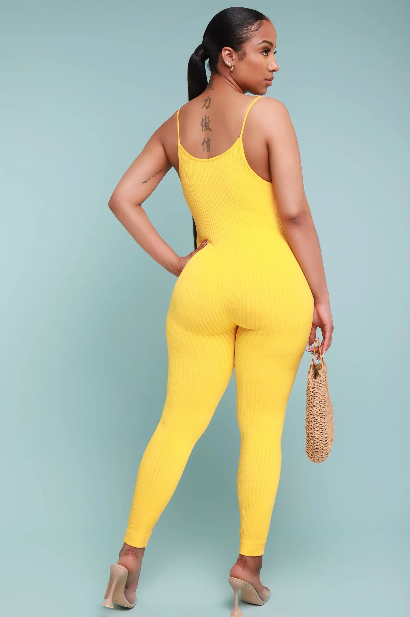 Body Heat Ribbed Seamless Jumpsuit - Yellow sold by Swankaposh product image thumbnail 3