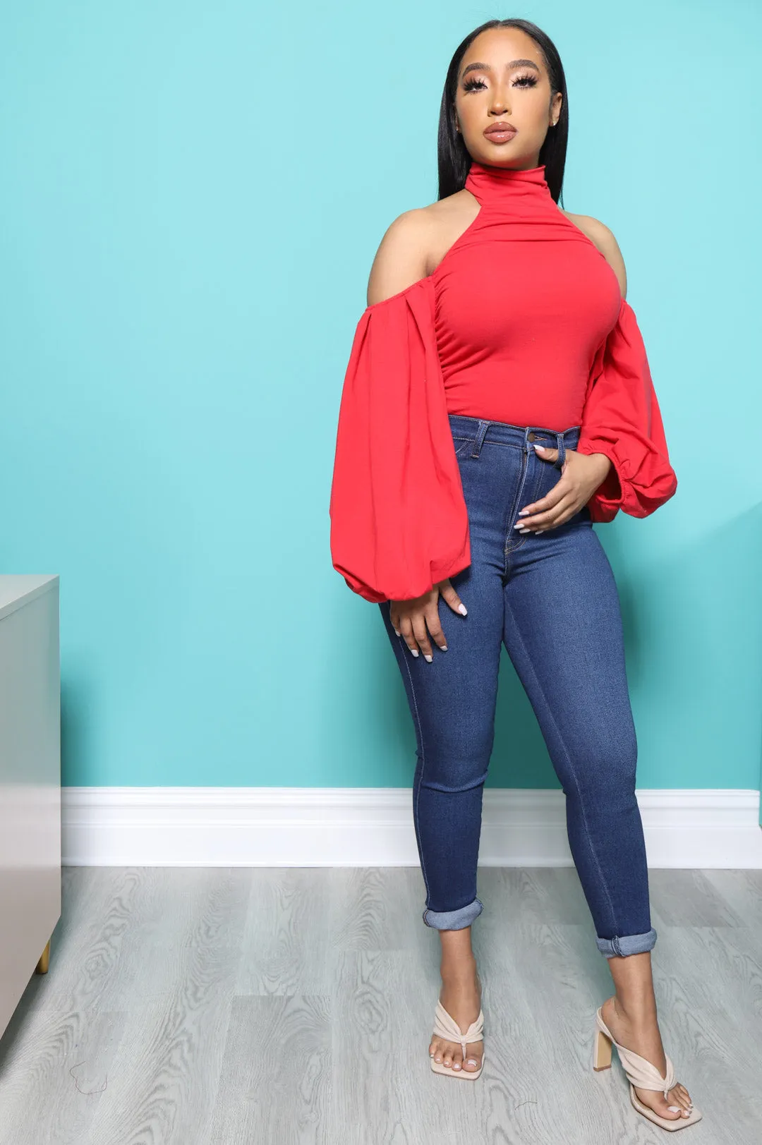 Open My Heart Bow Tie Bodysuit - Red sold by Swankaposh product image thumbnail 5