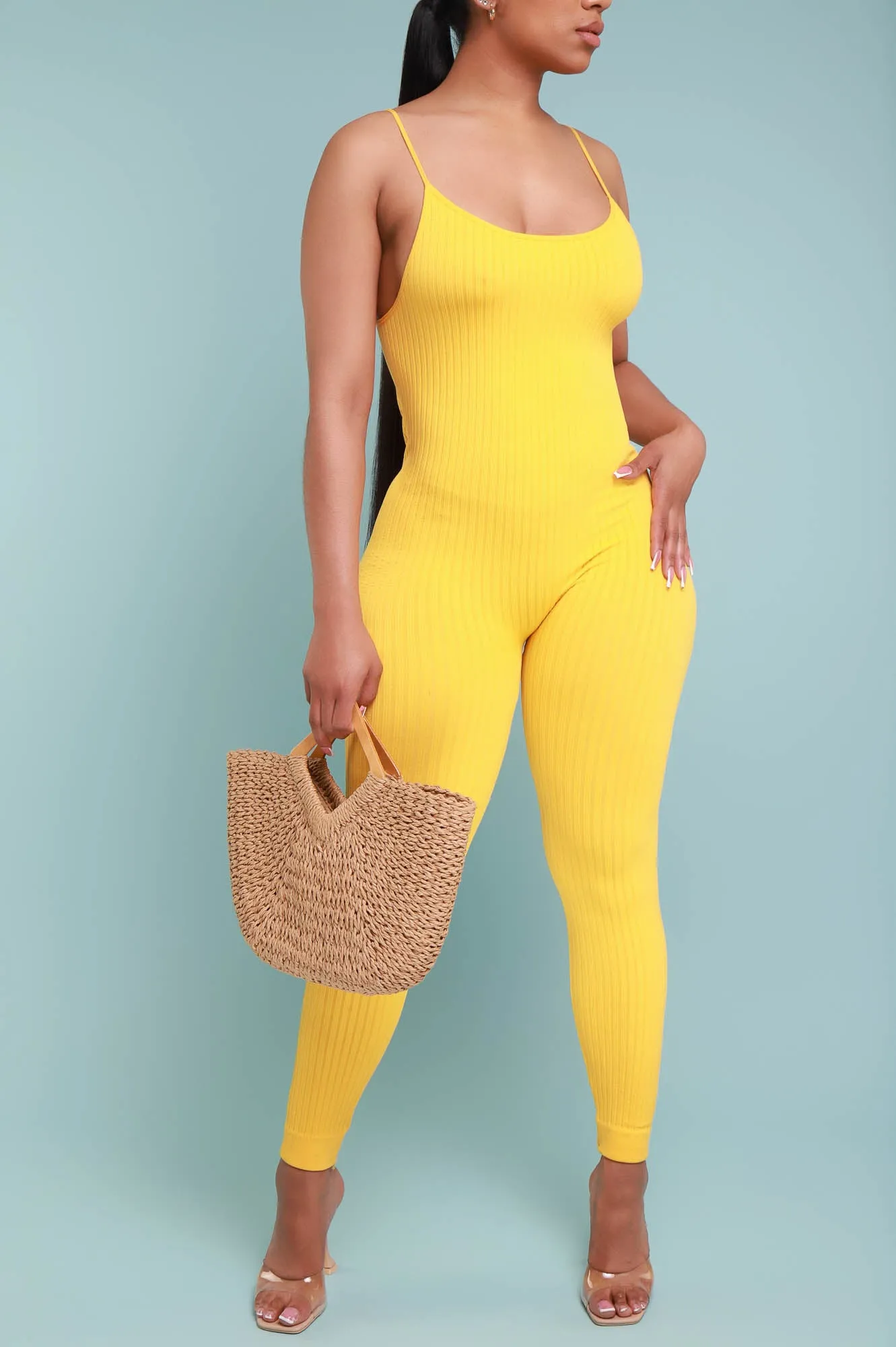 Body Heat Ribbed Seamless Jumpsuit - Yellow sold by Swankaposh product image thumbnail 2