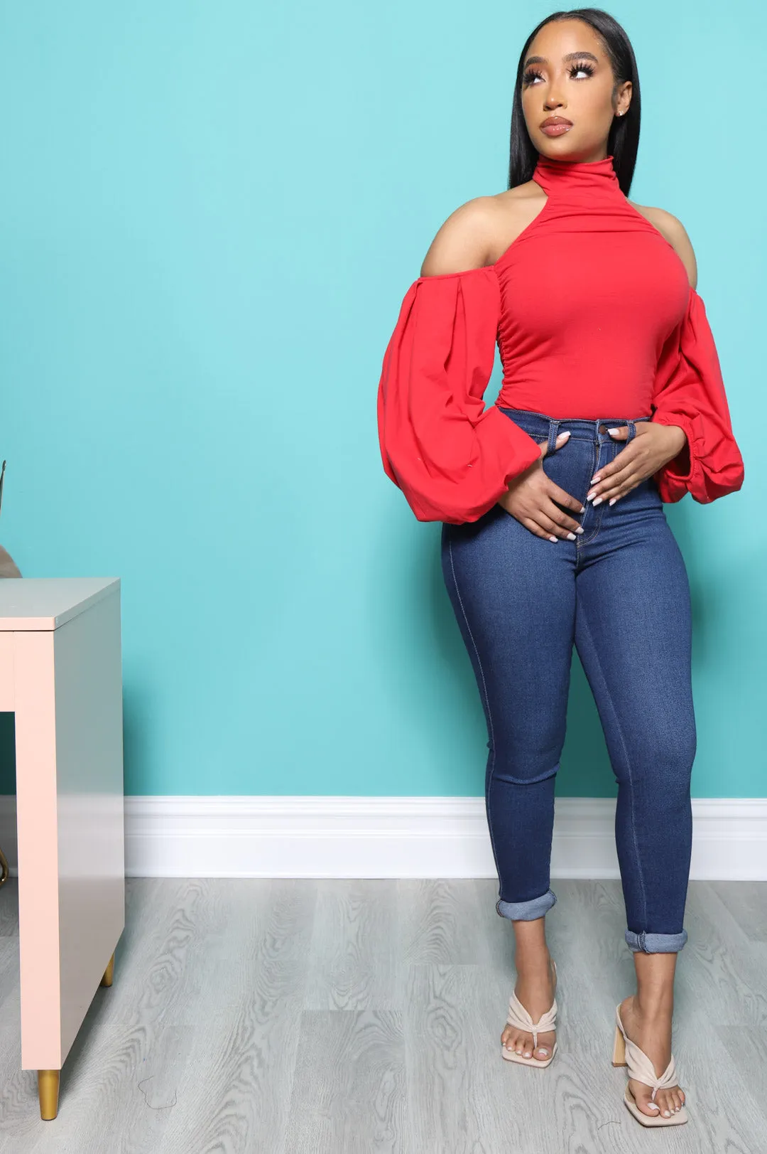 Open My Heart Bow Tie Bodysuit - Red sold by Swankaposh product image thumbnail 2