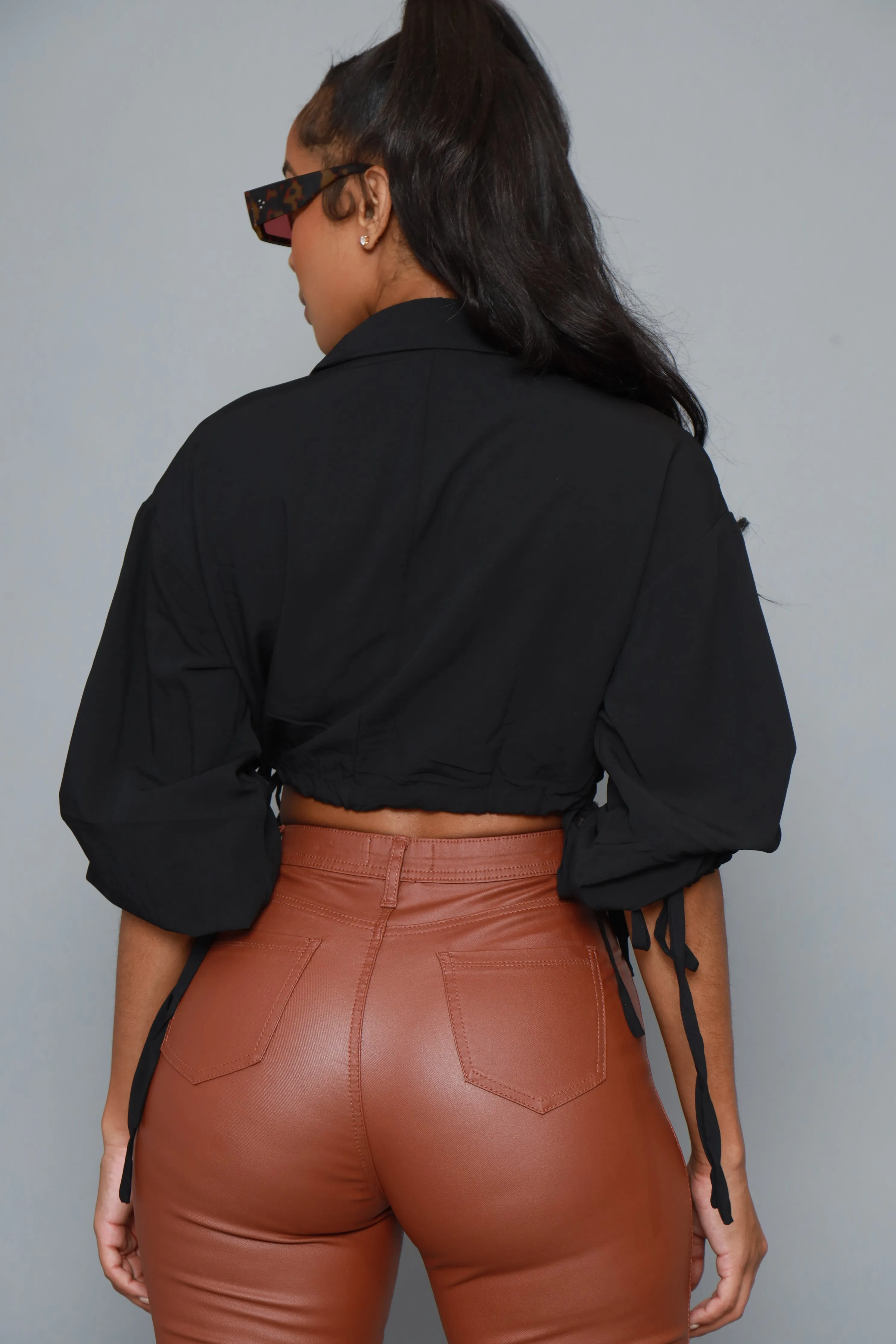 Rise Above Balloon Sleeve Crop Top - Black sold by Swankaposh product image thumbnail 3