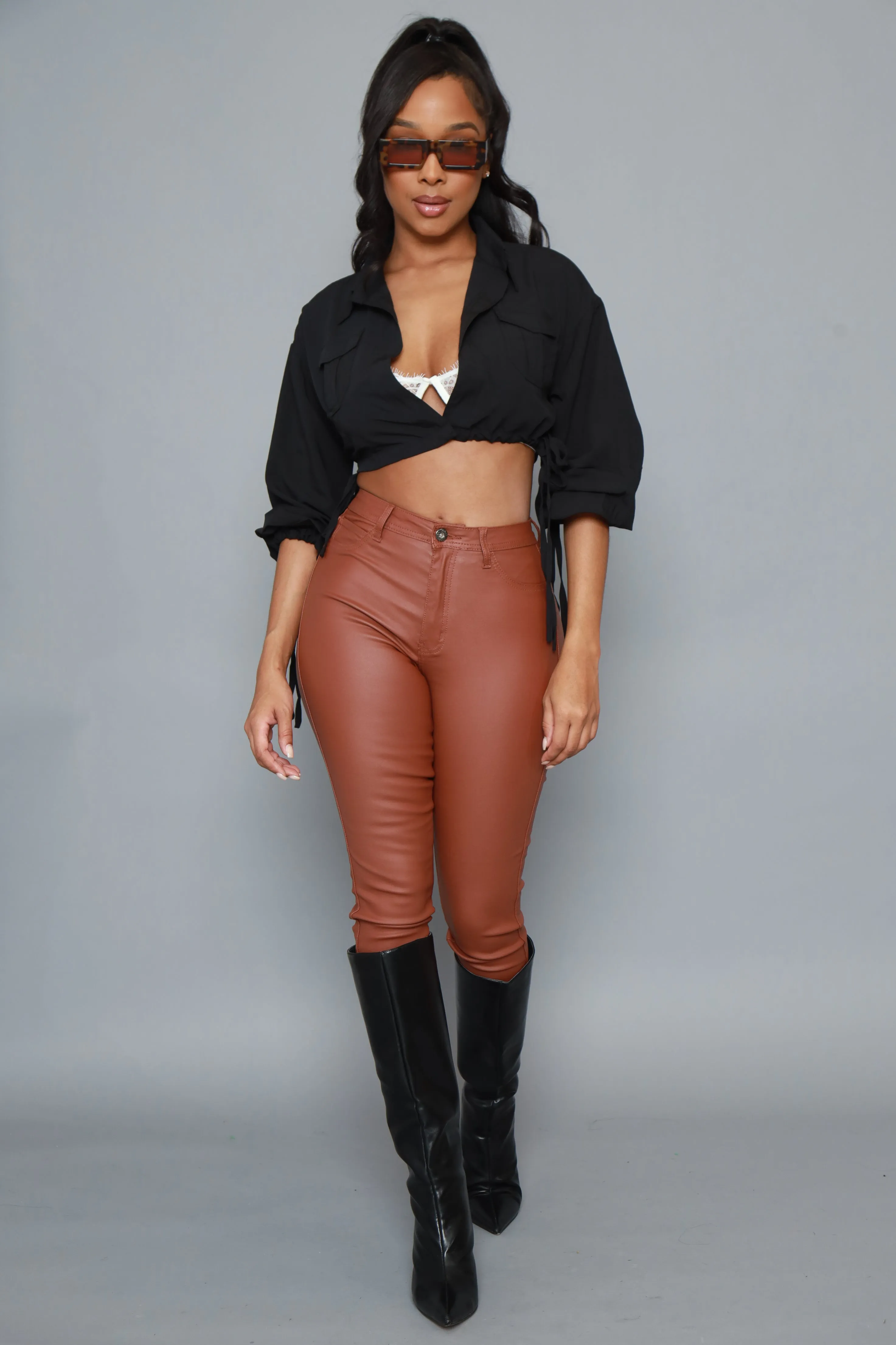 Rise Above Balloon Sleeve Crop Top - Black sold by Swankaposh product image thumbnail 5