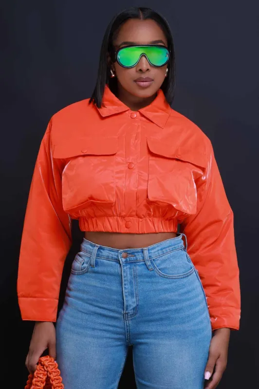 True Colors Cropped Bomber Jacket - Orange sold by Swankaposh