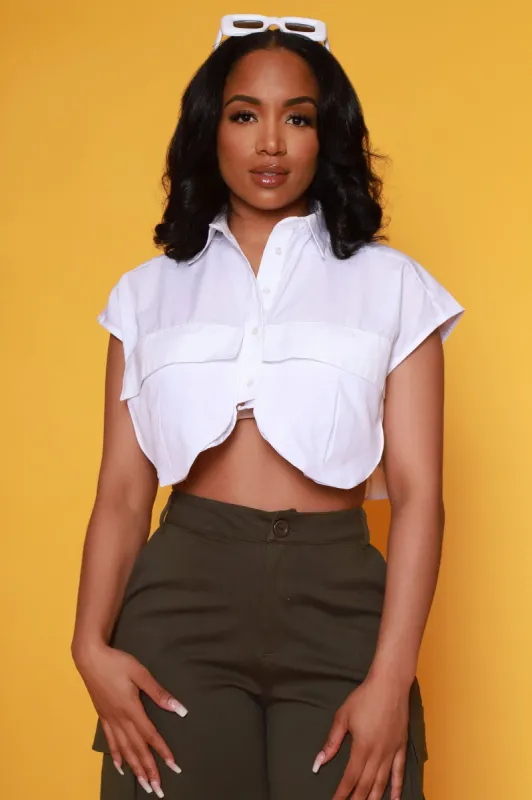 Just Friends Sleeveless Oversized Crop Top - White sold by Swankaposh
