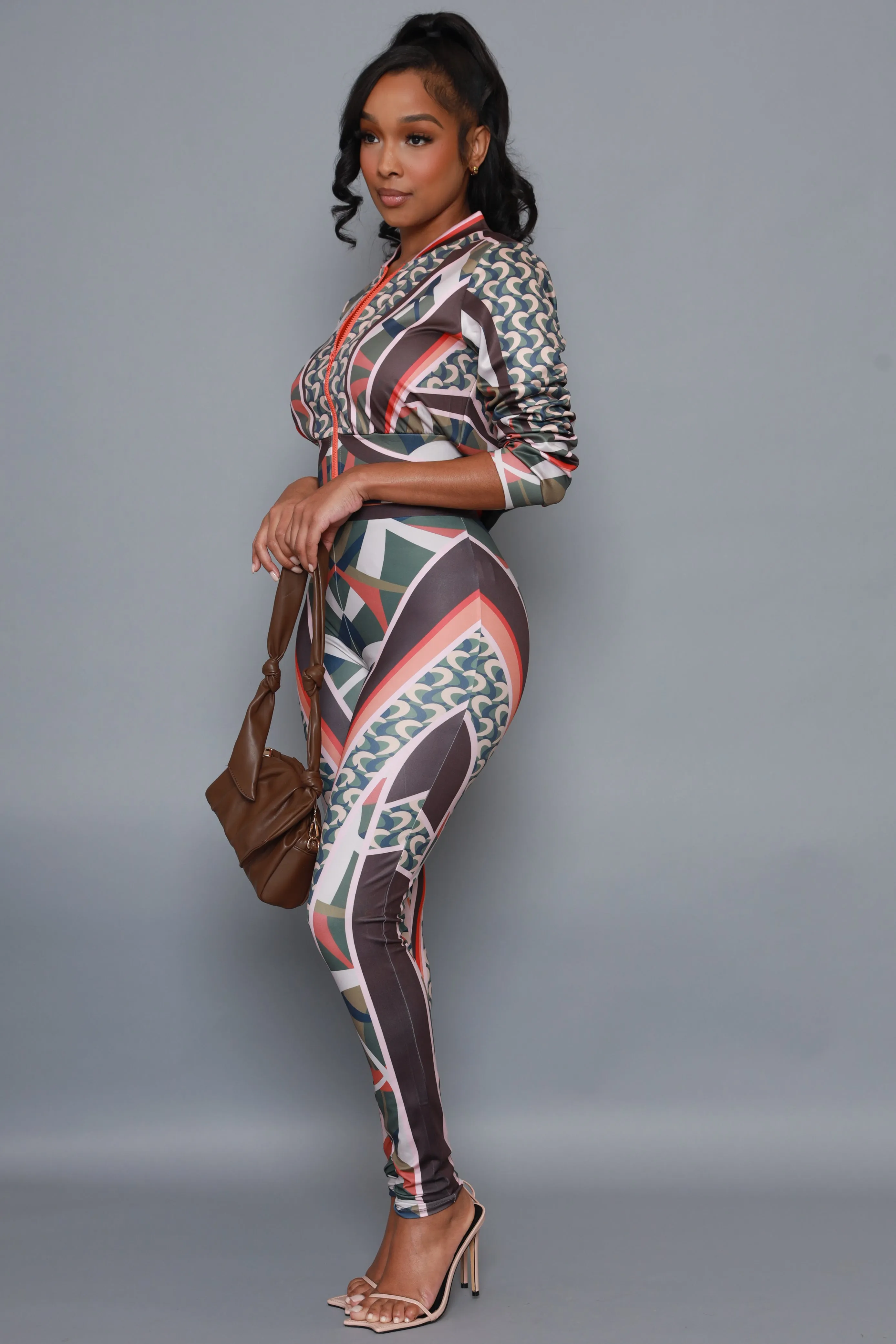 Same Song Printed Zip Up Pants Set - Olive Combo sold by Swankaposh product image thumbnail 3