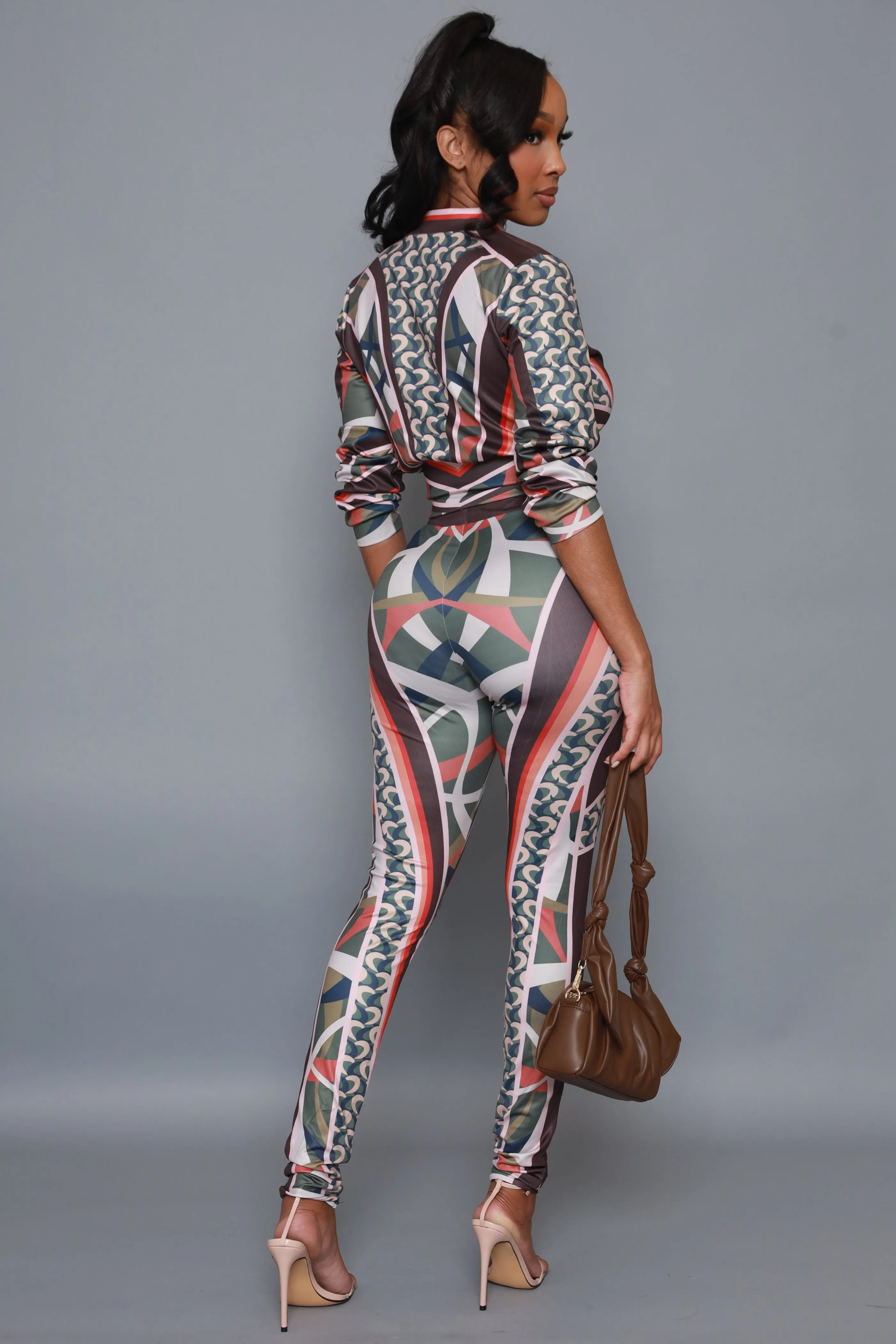 Same Song Printed Zip Up Pants Set - Olive Combo sold by Swankaposh product image thumbnail 2