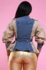 Make A Move Pleated Denim Contrast Jacket - Blue/Khaki sold by Swankaposh