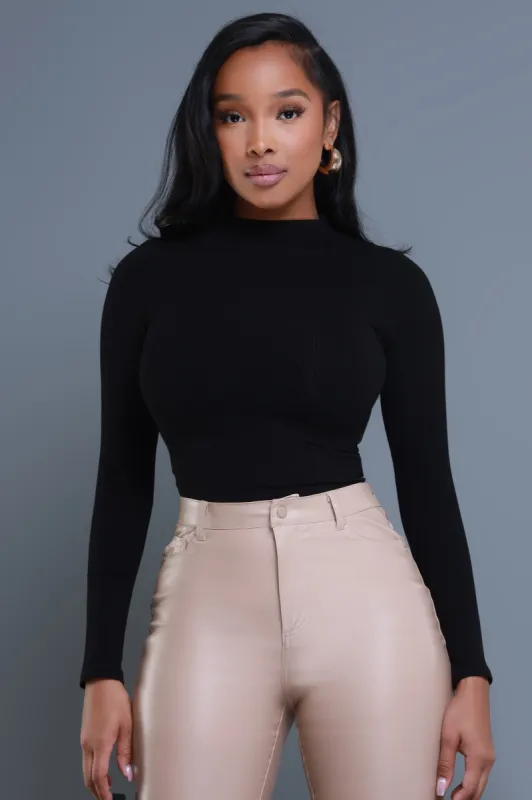 Breakaway Cellulite Deleter Mock Neck Top - Black sold by Swankaposh