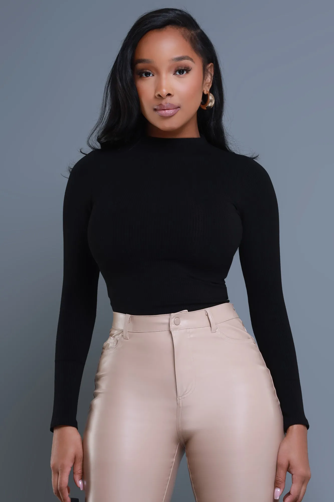 Breakaway Cellulite Deleter Mock Neck Top - Black sold by Swankaposh