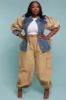 Make A Move Pleated Denim Contrast Jacket - Blue/Khaki sold by Swankaposh