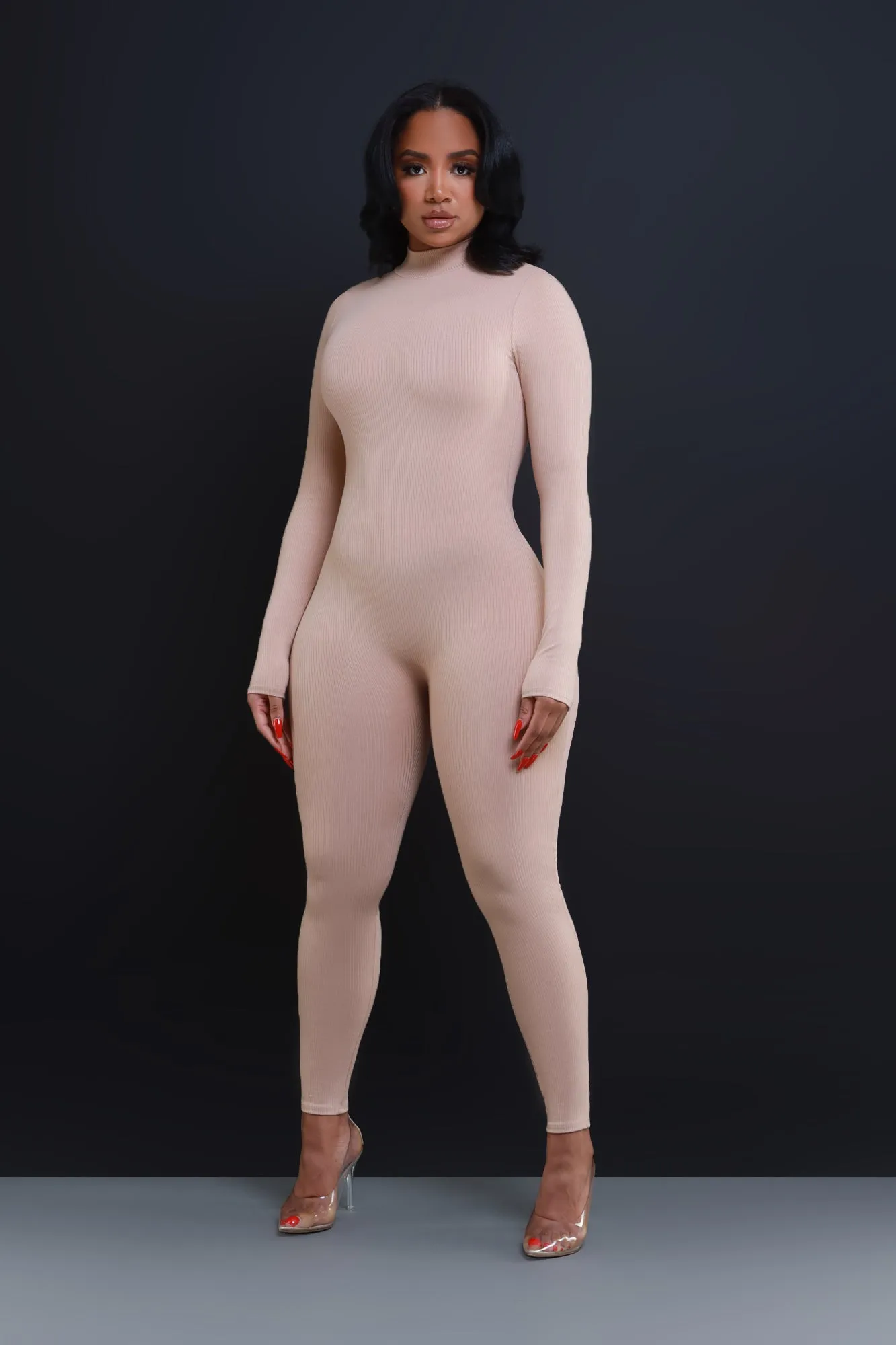 Tap Out Cellulite Deleter Mock Neck Jumpsuit - Tan sold by Swankaposh product image thumbnail 5
