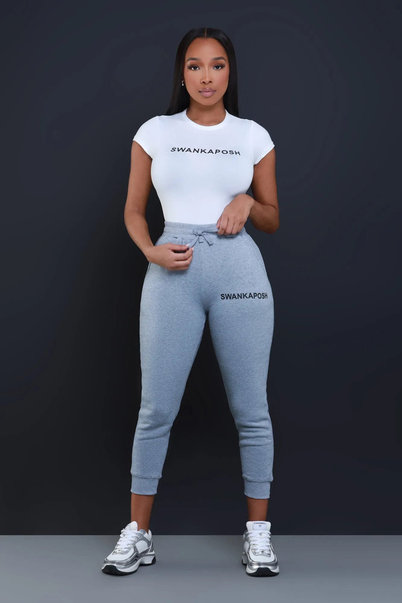 Swankaposh Logo Short Sleeve Bodysuit - White/Black sold by Swankaposh product image thumbnail 4