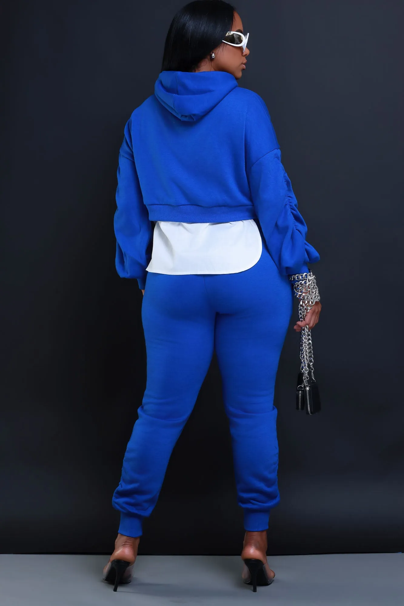 Excuse The Mess Layered Hooded Lounge Set - Royal Blue sold by Swankaposh product image thumbnail 3