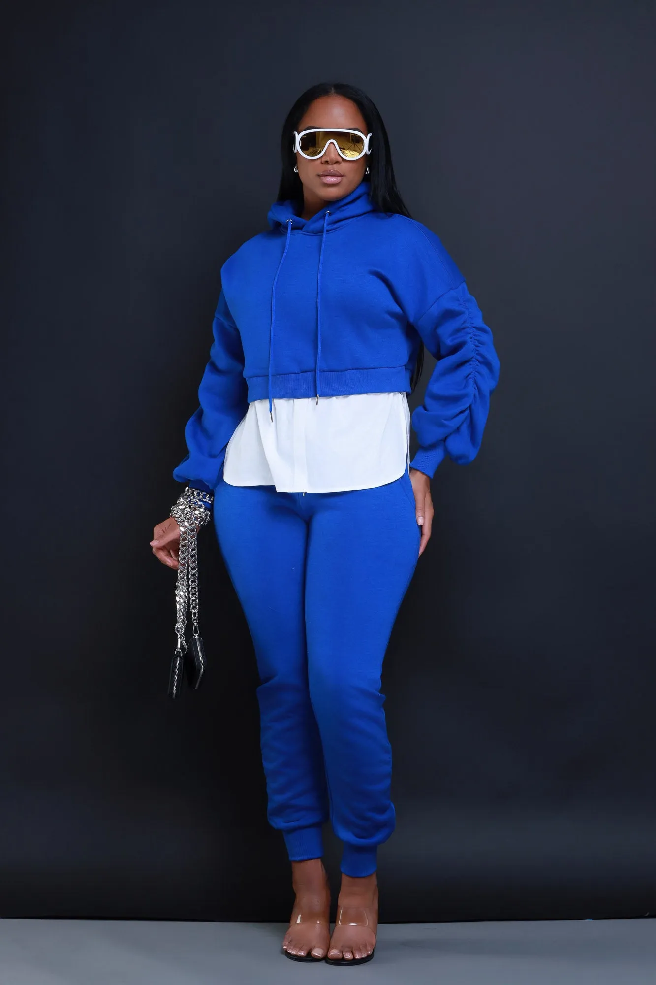 Excuse The Mess Layered Hooded Lounge Set - Royal Blue sold by Swankaposh product image thumbnail 4