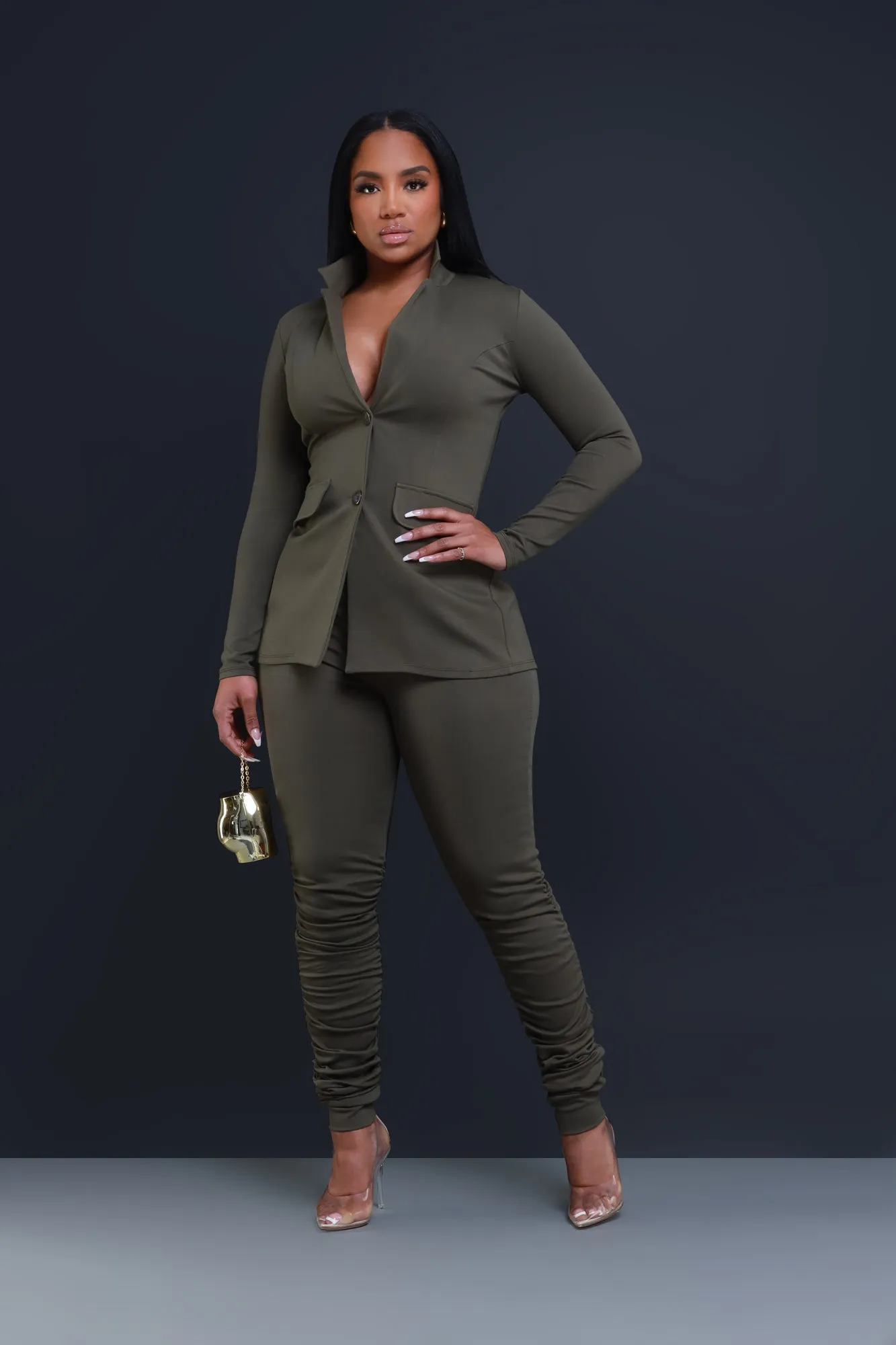 Now Or Never Ruched Leggings - Olive sold by Swankaposh product image thumbnail 4