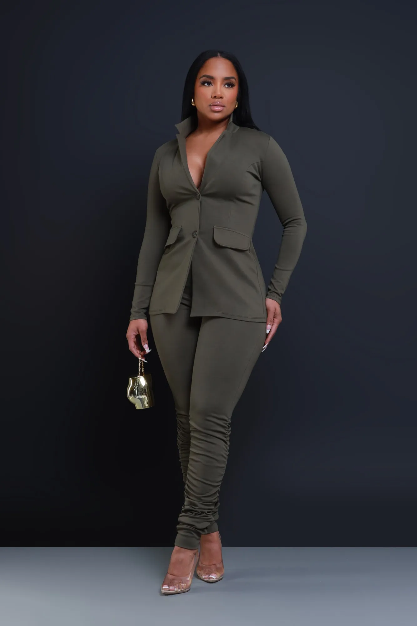 Now Or Never Ruched Leggings - Olive sold by Swankaposh